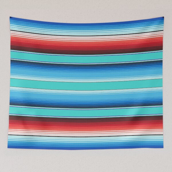 Item preview, Aqua Blue Mexican Serape Blanket Stripes designed and sold by Artefficient.
