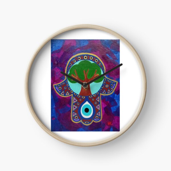 Tree of Life Hamsa with Evil Eye Clock