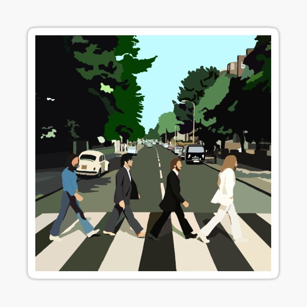 Pack of 5 Beatles Abbey Road round peel-off vinyl stickers decals py 