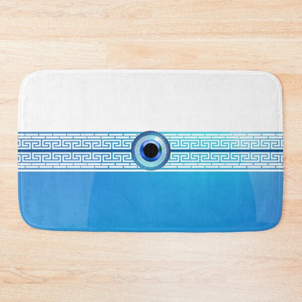 Item preview, Mati Evil Eye Sky Blue Greek Key Patterns Yiorgos Collection designed and sold by Yiorgos Designs.