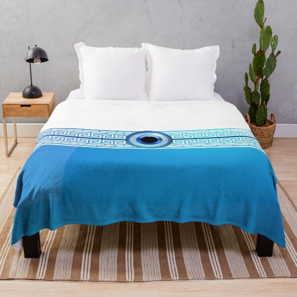 Artikelvorschau, Mati Evil Eye Himmelblau Griechische Schlüsselmuster Yiorgos Collection entworfen und verkauft von Yiorgos Designs.