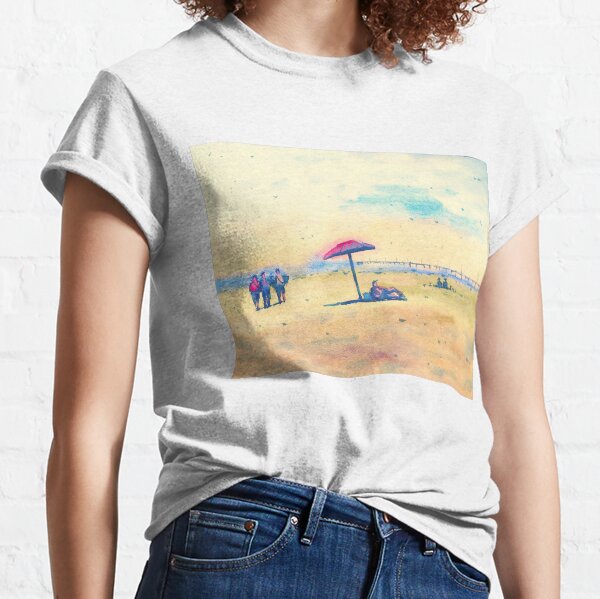 Hot and Sunny Beach Landscape Painting Classic T-Shirt