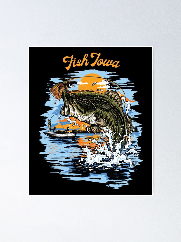 Largemouth Bass Fishing Graphic design | Fish Iowa graphic | Poster
