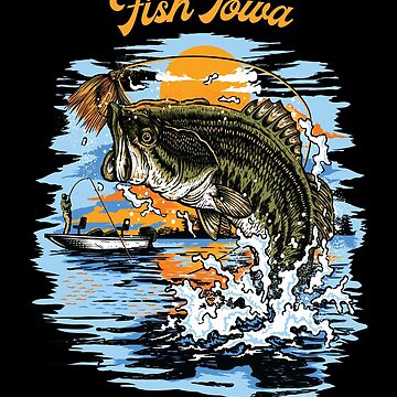 Largemouth Bass Fishing Graphic design, Fish Iowa graphic Kids T-Shirt  for Sale by jakehughes2015