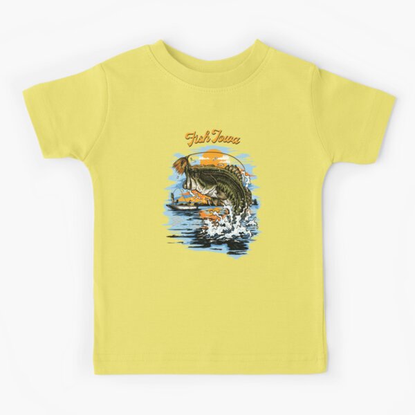 Largemouth Bass Fishing Graphic design, Fish Iowa graphic Kids T-Shirt  for Sale by jakehughes2015