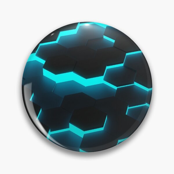 Aperçu de l'œuvre Fond de motif géométrique hexagonal en nid d'abeille noir décalé aléatoire avec une lueur bleue créée et vendue par UDDesign.