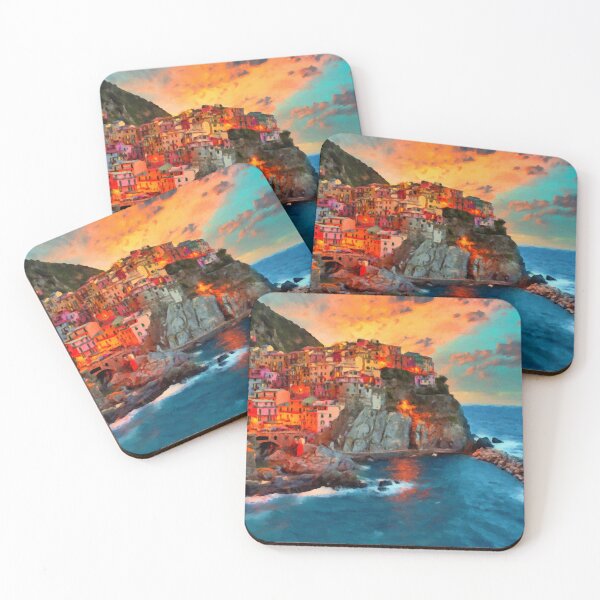 Item preview, Jigsaw Puzzle Manarola Fiery Sunset in the Cinque Terre, on the Italian Riviera 1000 Piece Adults designed and sold by StickerArtwork.
