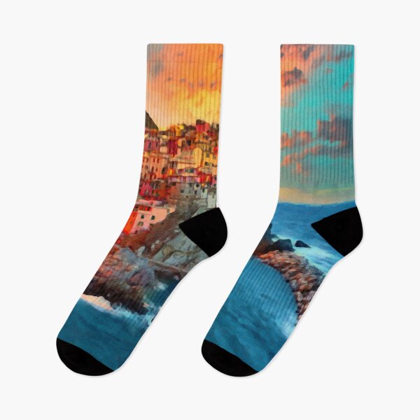 Item preview, Jigsaw Puzzle Manarola Fiery Sunset in the Cinque Terre, on the Italian Riviera 1000 Piece Adults designed and sold by StickerArtwork.