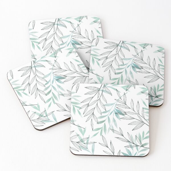 Item preview, Turquoise & Gray Leafs  designed and sold by murakamisstudio.