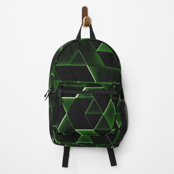 Item preview, Random shifted black triangle geometrical pattern background with green glow, minimal futuristic technology designed and sold by UDDesign.