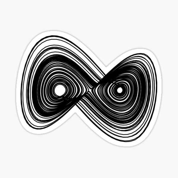 Chaotic strange attractor design - black Sticker