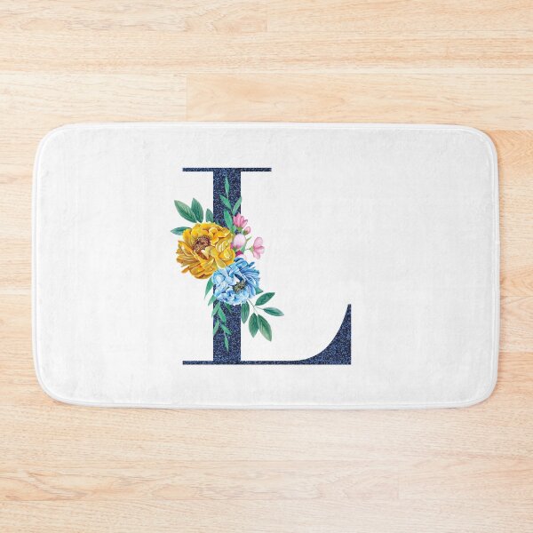 Item preview, Blue Glitter Font with Floral Bouquet Monogram L designed and sold by TheFamilyVan.