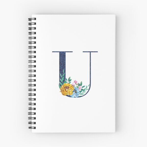 Item preview, Blue Glitter Font with Floral Bouquet Monogram U designed and sold by TheFamilyVan.