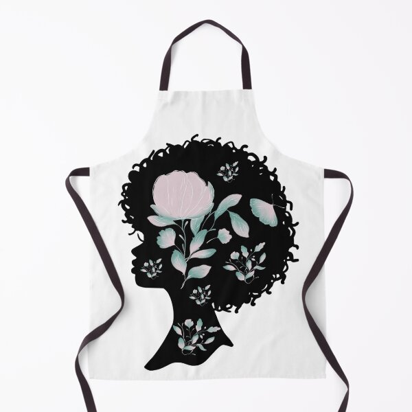 Aperçu de l'œuvre Silhouette afro avec papillons et fleurs créée et vendue par blackartmatters.