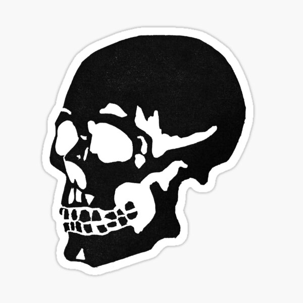 Block Print Skull Sticker