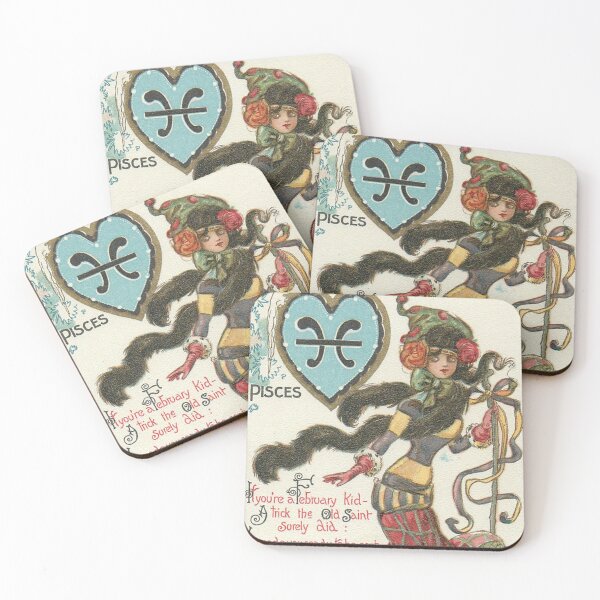 Item preview, Valentine February Pisces Astrology Sign Vintage Postcard Illustration designed and sold by DeeElle.