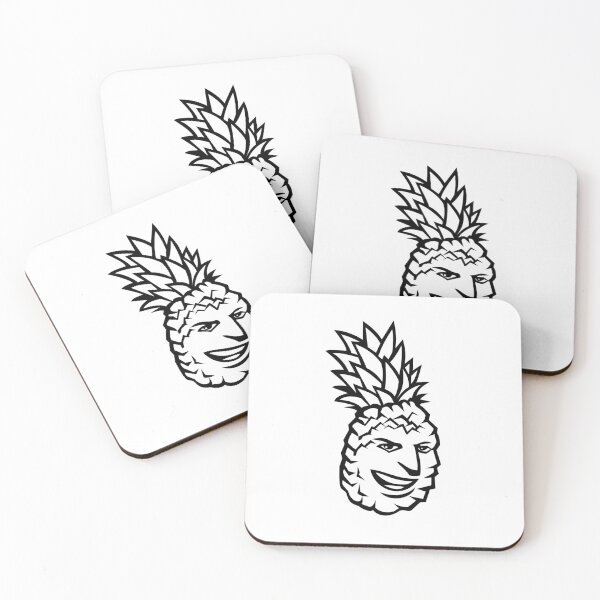 Item preview, Pineapple Fruit or Ananas Comosus Happy Smiling Grinning Mascot Black and White designed and sold by patrimonio.