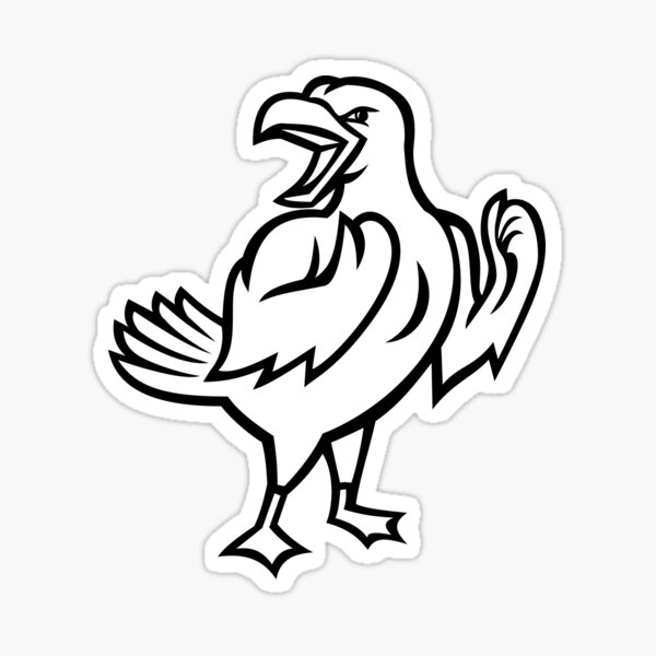 Angry Yellow-Legged Gull or Seagull Preparing for Fist Fight Mascot Black and White Sticker