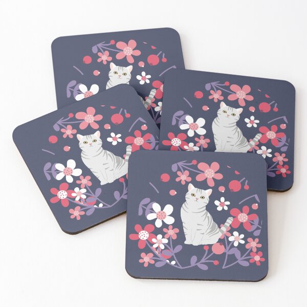 Item preview, American Shorthair Cat and Flowers - Purple designed and sold by lulululupaint.