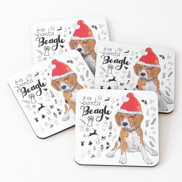 Item preview, Beagle dog wear Santa's red hat with Santa Beagle lettering and doodle accessory for Christmas. designed and sold by hadkhanong.
