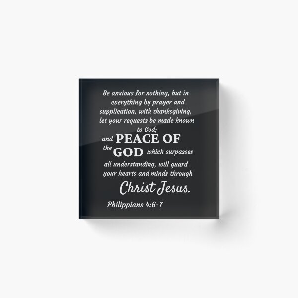 Religious Art Bible Verse Philippians 4:6-7 Acrylic Block