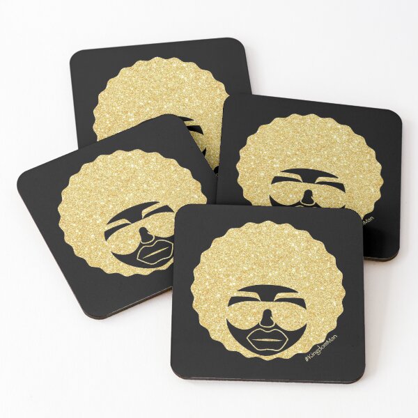Item preview, Afro Drippin solid gold bling man wearing shades - Kingdom Man designed and sold by DandelionSeeds.