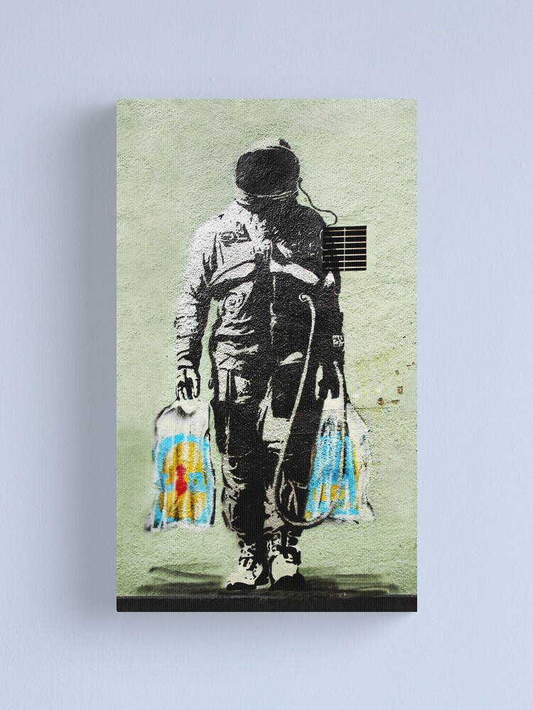 Alternate view of BANKSY Astronaut With Shopping Bags Canvas Print