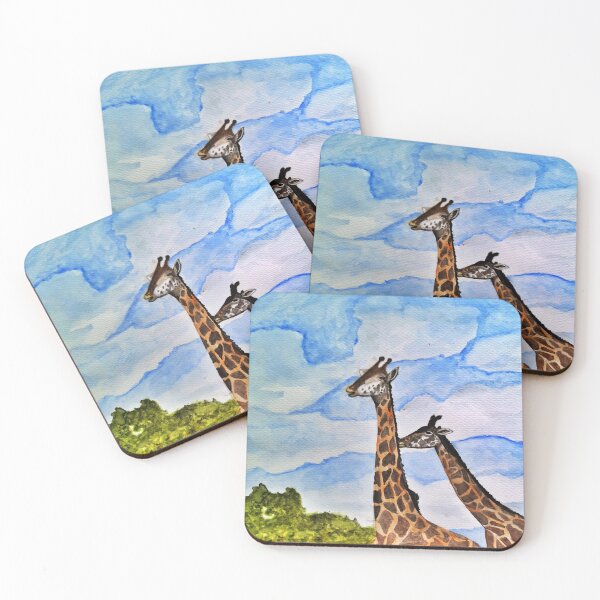 Artikelvorschau, Giraffen Aquarellmalerei entworfen und verkauft von artjojo.