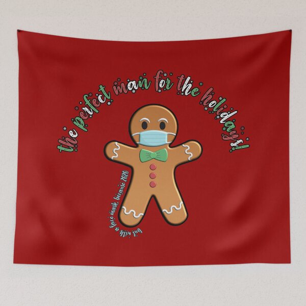 Item preview, Gingerbread Man - with mask on, because 2020 designed and sold by Happy Puppy Print On Demand.