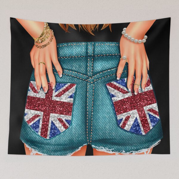 Item preview, Girl from behind long blond hair English flag designed and sold by Astralia.