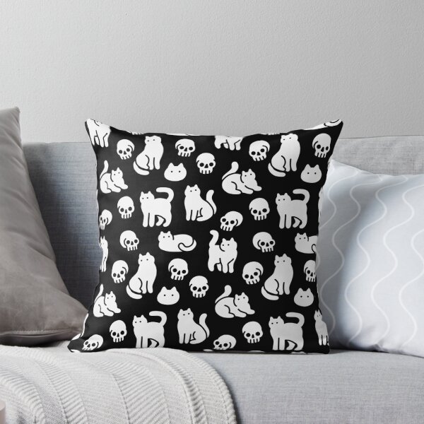 Vista previa del artículo con la obra «Patrón de gatos y calaveras», diseñado y vendido por obinsun.