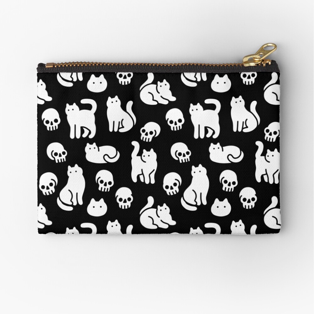 Cats and Skulls Pattern Zipper Pouch