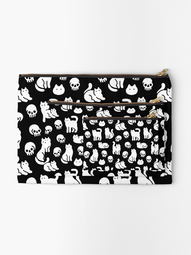 Alternate view of Cats and Skulls Pattern Zipper Pouch