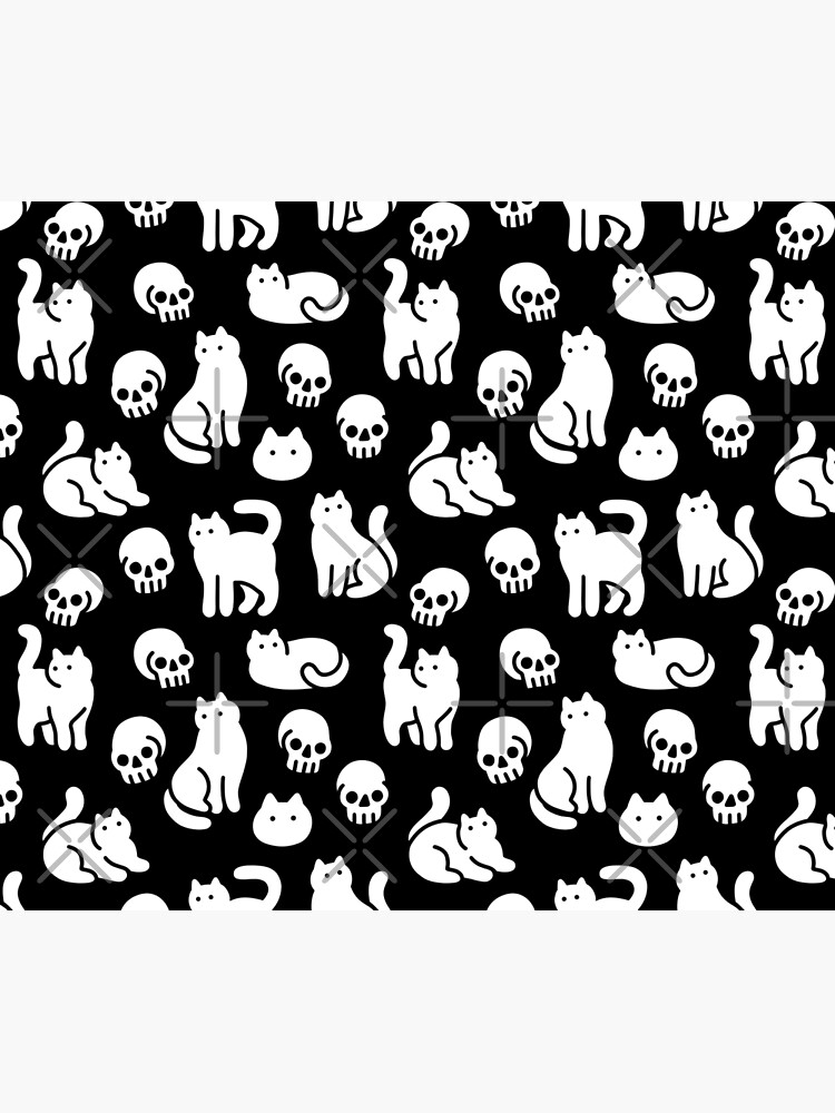 Discover Cats and Skulls Pattern Throw Blanket