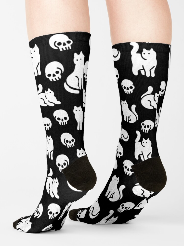 Alternate view of Cats and Skulls Pattern Socks