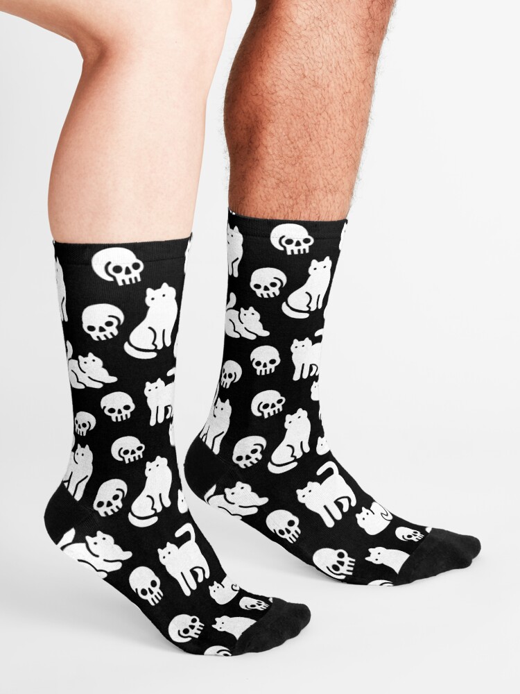Alternate view of Cats and Skulls Pattern Socks