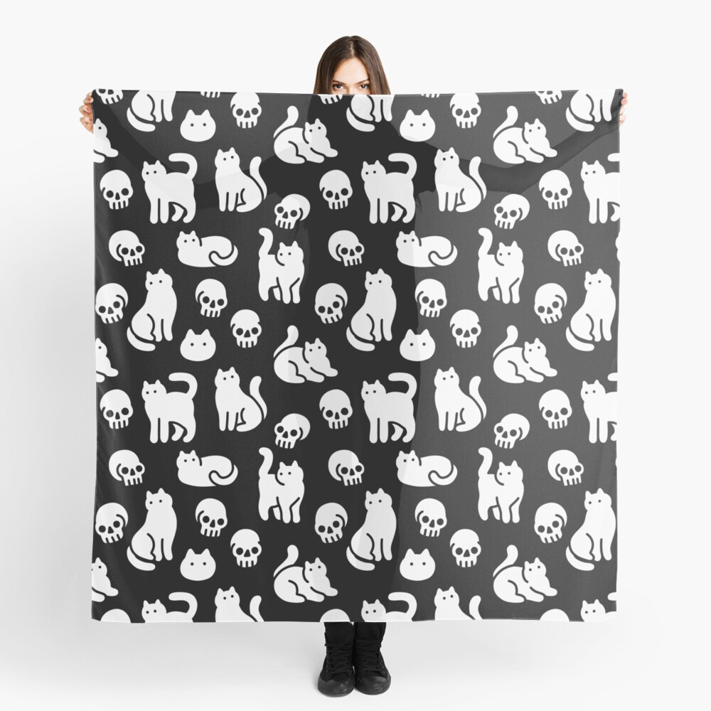 Cats and Skulls Pattern Scarf