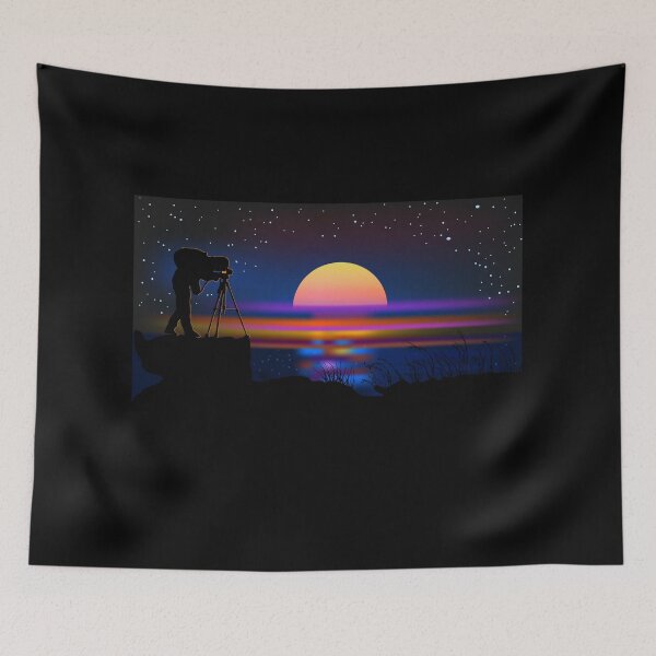 Item preview, Photographer with camera silhouette on a night background. designed and sold by Kajaniko.