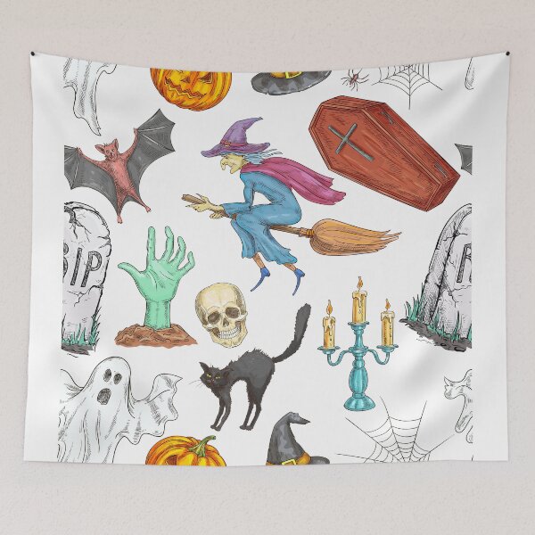Item preview, Pumpkin Black Cat Witch Bat Halloween Pattern designed and sold by MonsaviFashion.