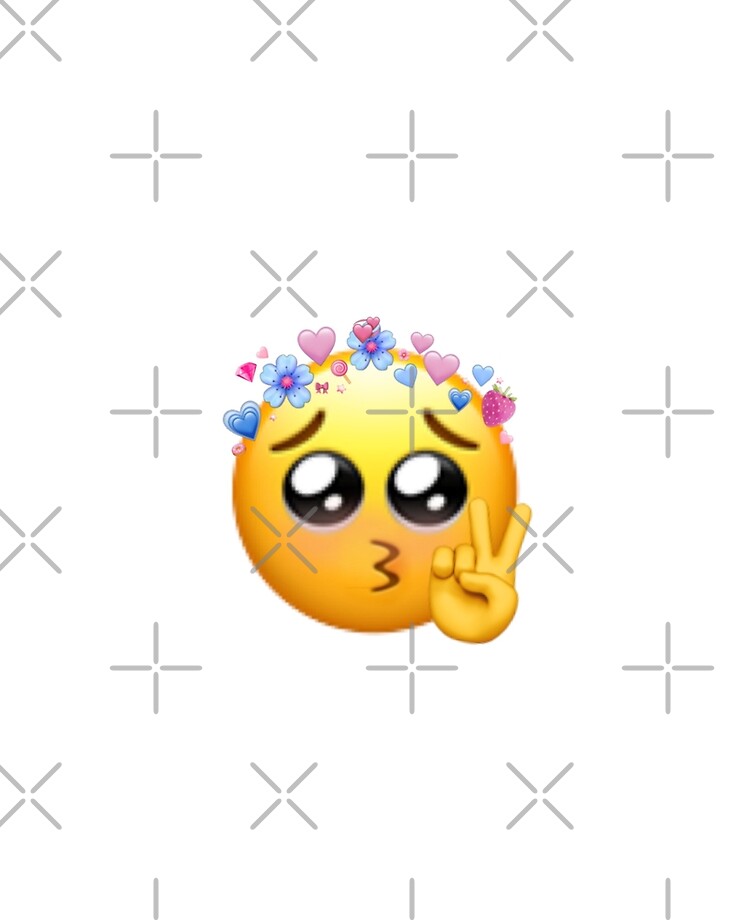 Super adorable custom blushing emoji with cute hearts \