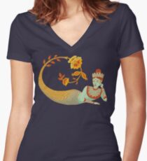 Flower Devi Green Goddess Women's Fitted V-Neck T-Shirt