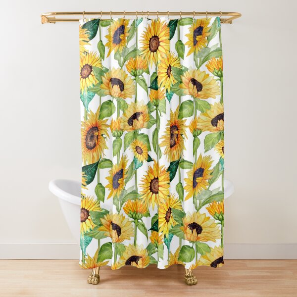 sunflower art , watercolor Shower Curtain