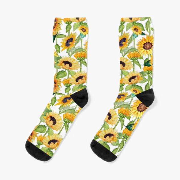sunflower art , watercolor Socks