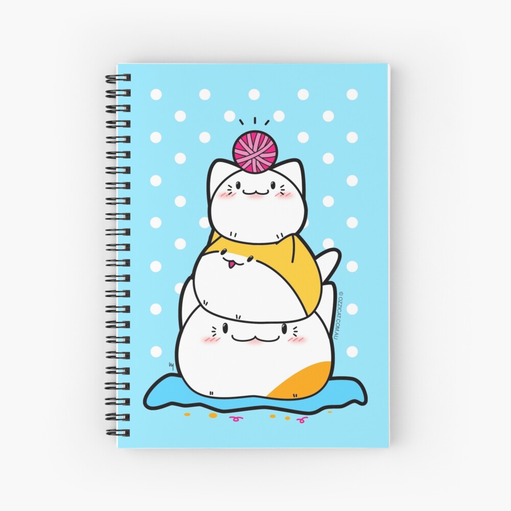 Kawaii Cat Aiko With Yarn Ball & Friends Spiral Notebook