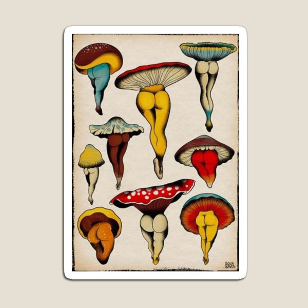 Sexy mushrooms tattoo flash Magnet