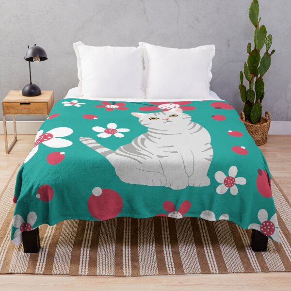 Item preview, American Shorthair Cat and Flowers - Teal designed and sold by lulululupaint.
