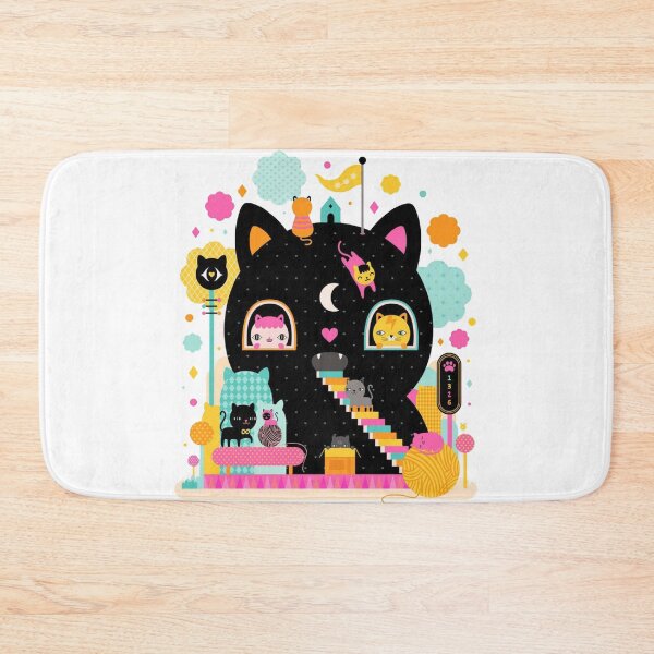 Item preview, Black cathouse with pink cat, orange cat and cute wool ball designed and sold by Info Bites.