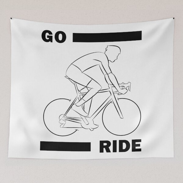 Item preview, Go Ride Text Bar Cyclist Line Art Logo designed and sold by RabeDesigns.