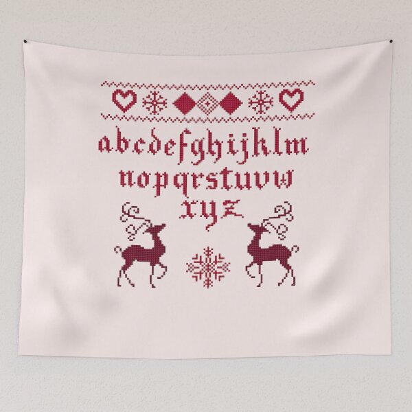 Item preview, Cross Stitch Reindeer Alphabet Stitching Vintage Christmas Gift designed and sold by TopTeeShop.