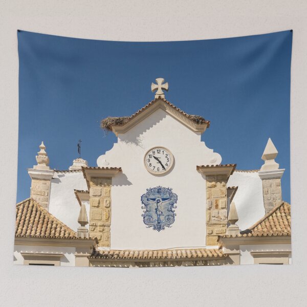 Item preview, Antique Portuguese Azulejo - Crucifix Medallion on a Church in Olhao Algarve Portugal designed and sold by Georgia Mizuleva.